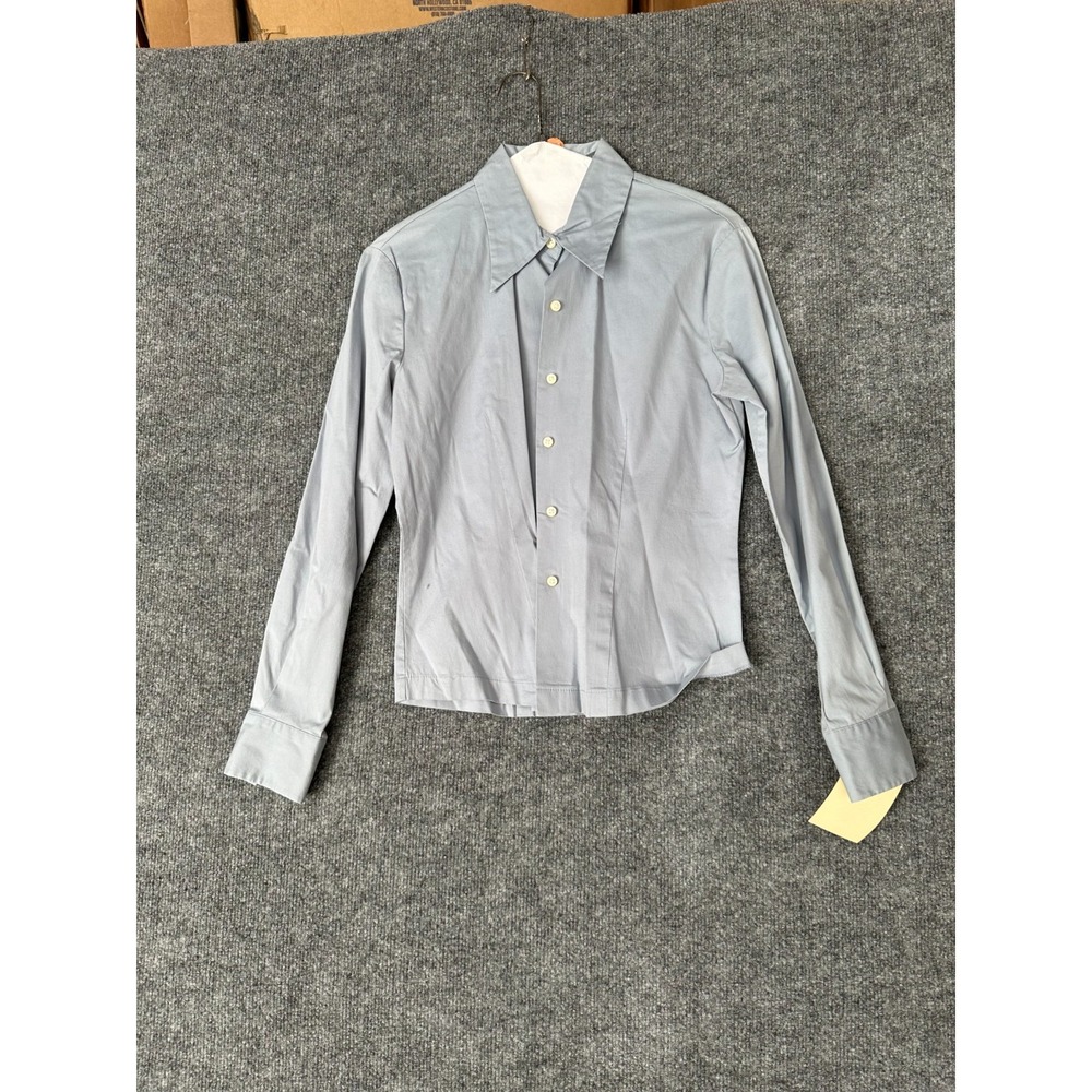 Banana Republic Shirt Top Womens 6 Gray Stretch Long Sleeve Collared Button Up